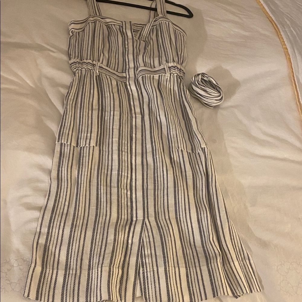Splendid Navy and White Striped Midi Dress
